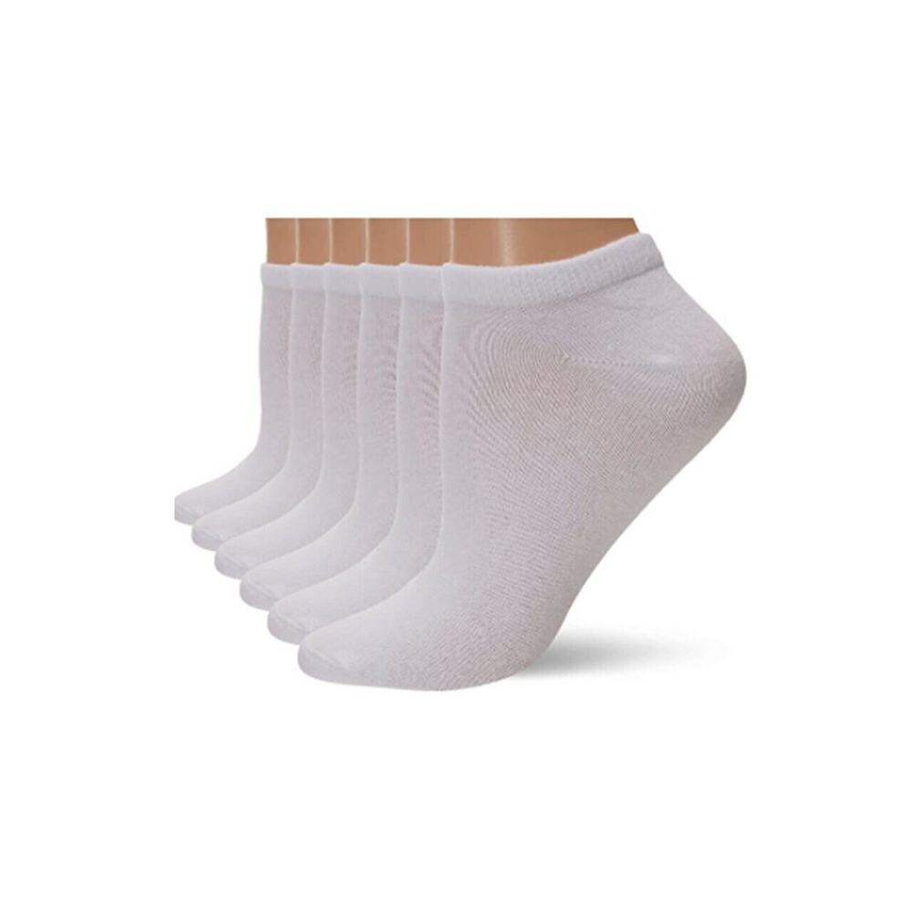 Essentials Women's 6 Pack Casual Low Cut Socks, White Size 6-9